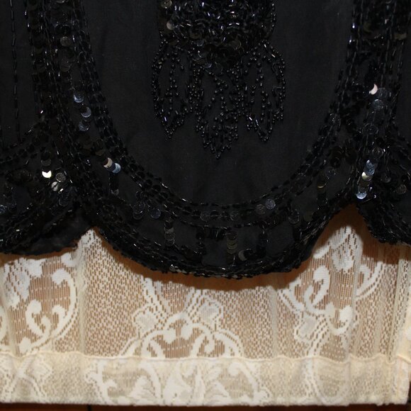 Vintage 1980's Womens Black Beaded Lillie Rubin Cocktail Dress-Size Small-PMNAT1 - Picture 5 of 13
